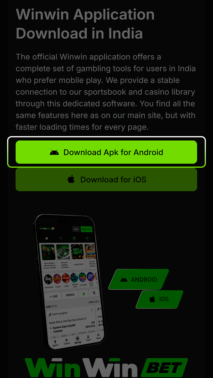 Securely get the Winwin installation file for your device.