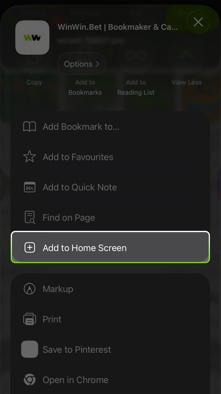 Quickly add the Winwin web app to home screen.