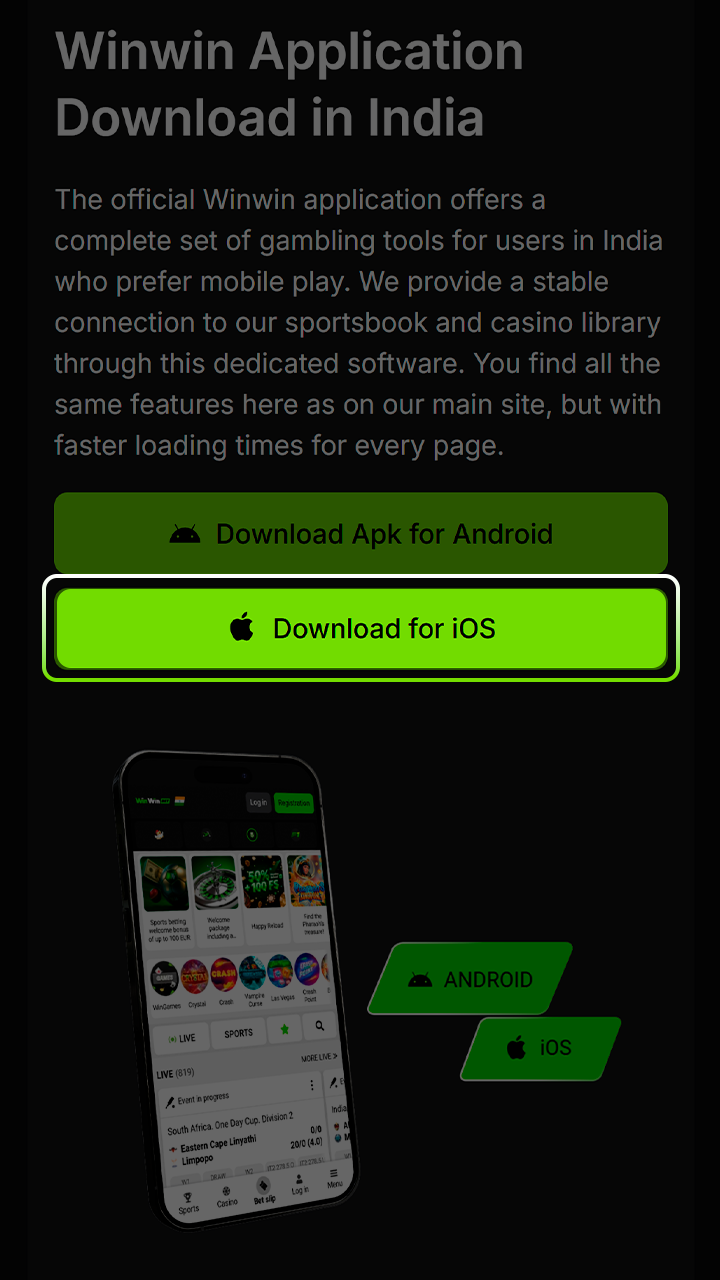 Click on the button to initiate Winwin app download.