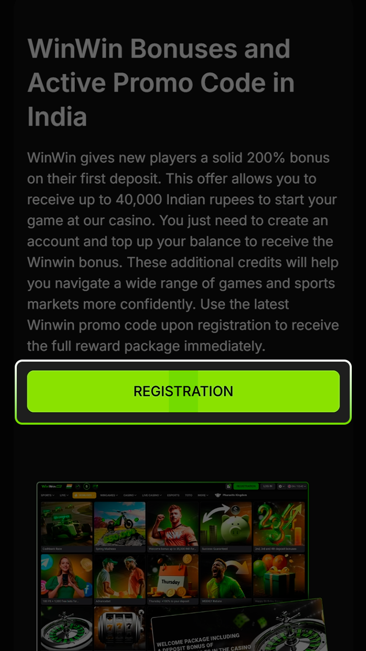 Click the registration button to join the Winwin platform.