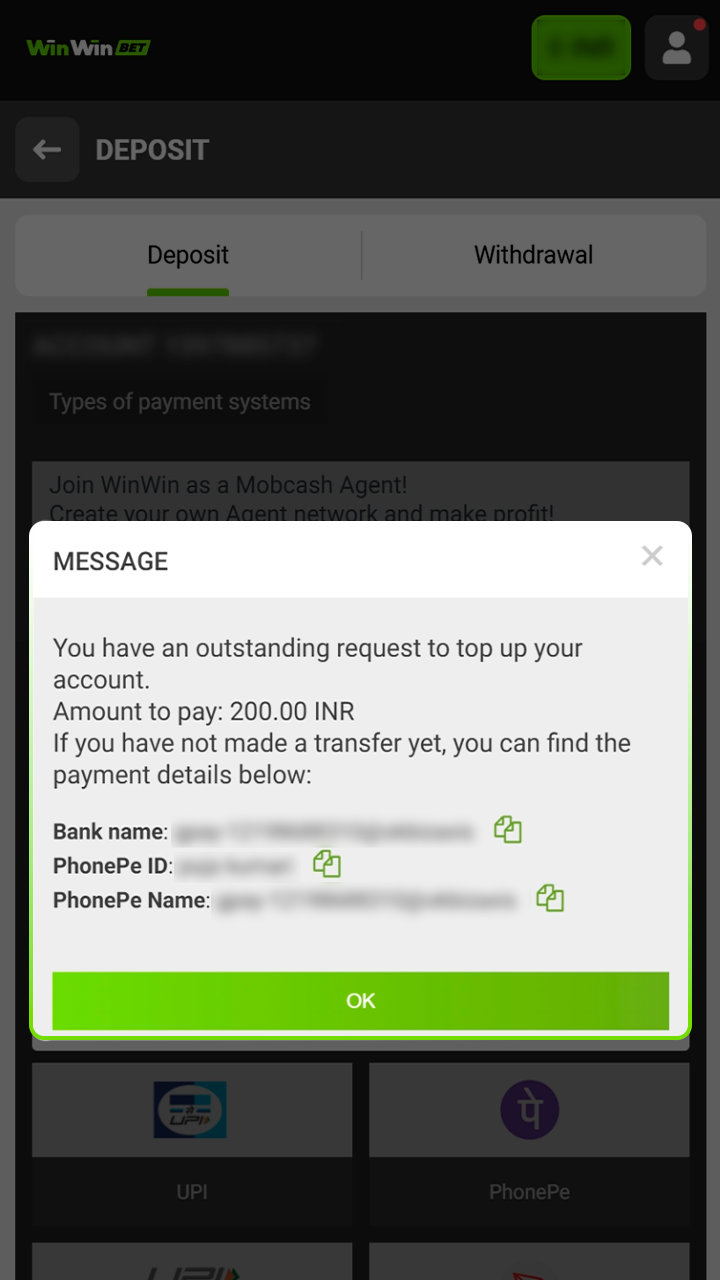 Follow steps to complete the transfer to Winwin securely.