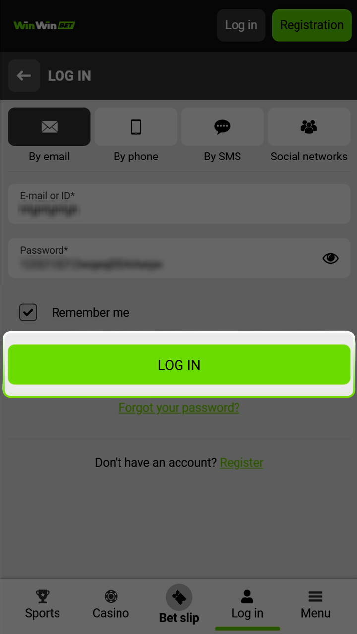 Log in and access the main Winwin game lobby.