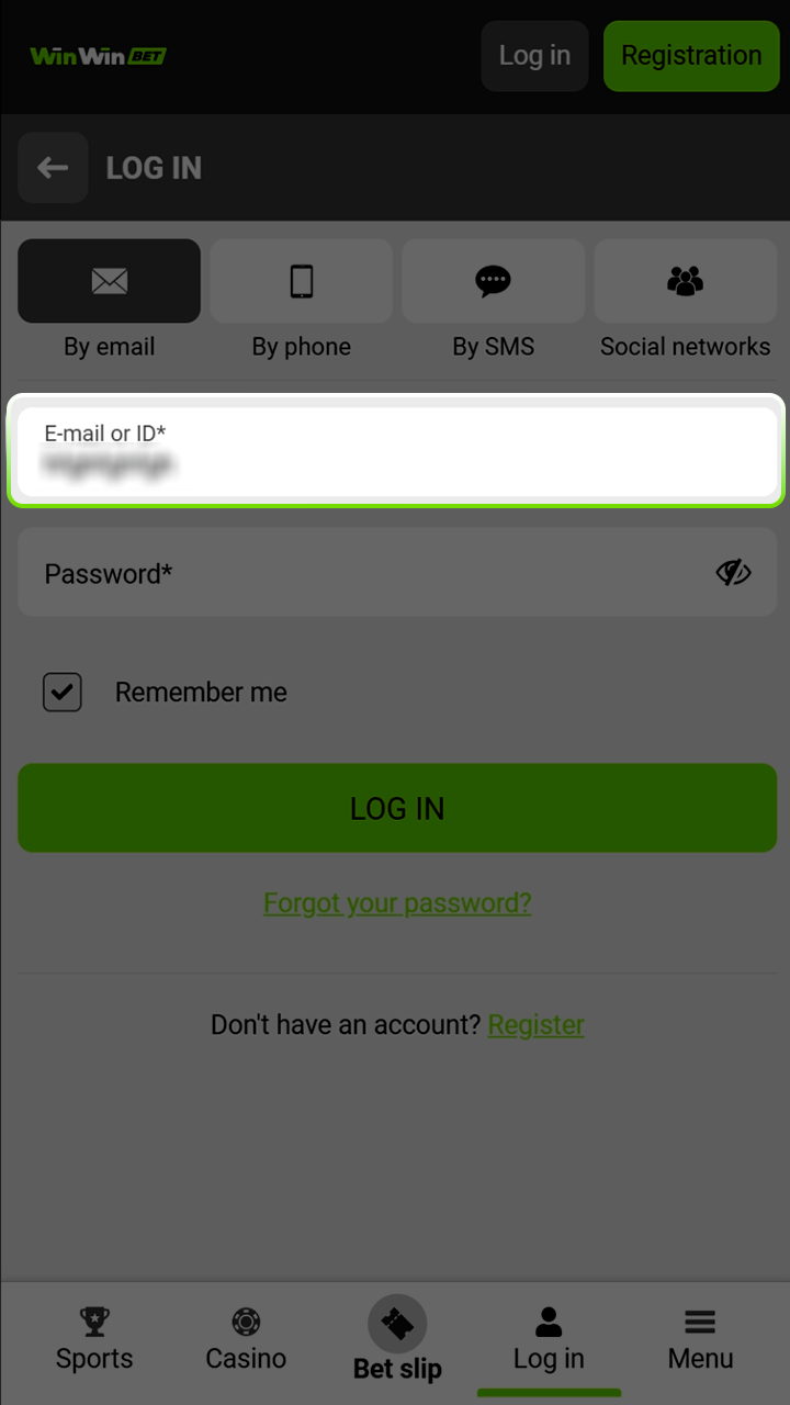 Enter your Winwin player ID to access the site.