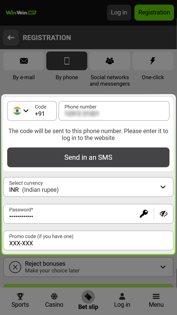 Fill in the required data for your Winwin profile.