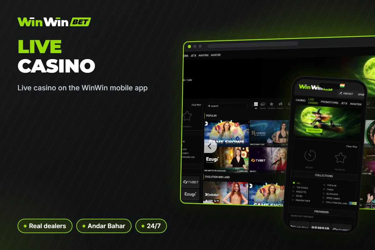 Live casino on the WinWin mobile app
