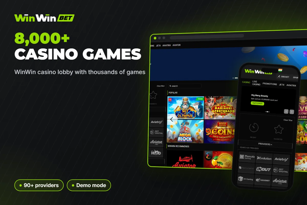 WinWin casino lobby with thousands of games