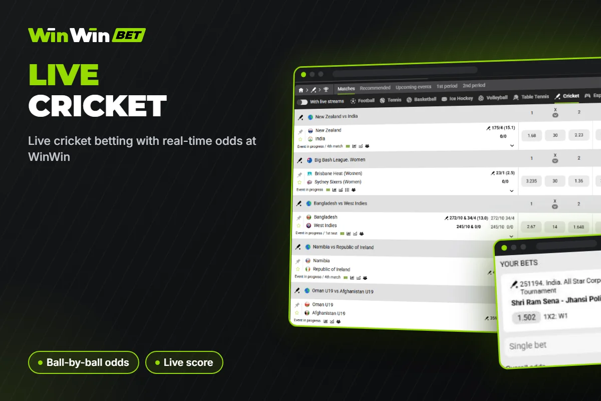 Live cricket betting with real-time odds at WinWin