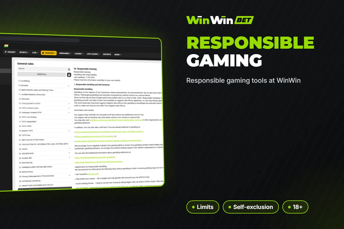 Responsible gaming tools at WinWin