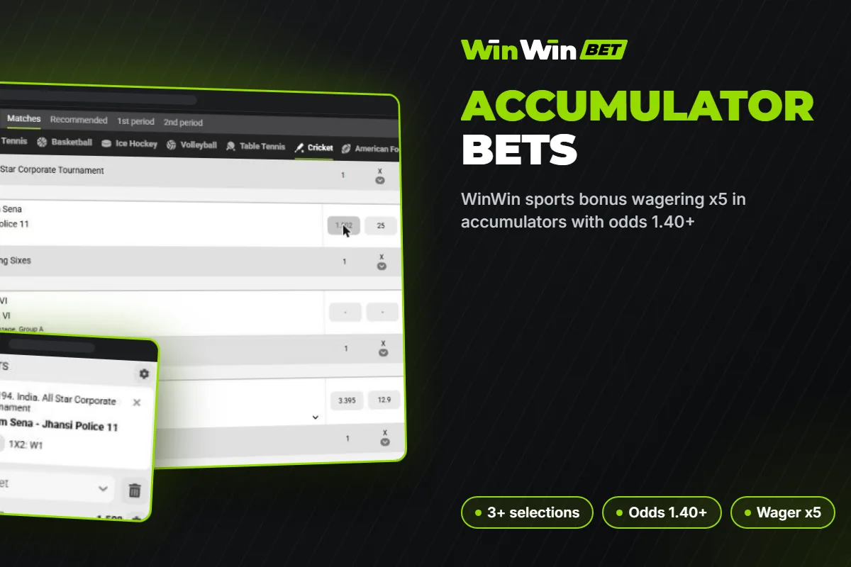 WinWin sports bonus wagering x5 in accumulators with odds 1.40+
